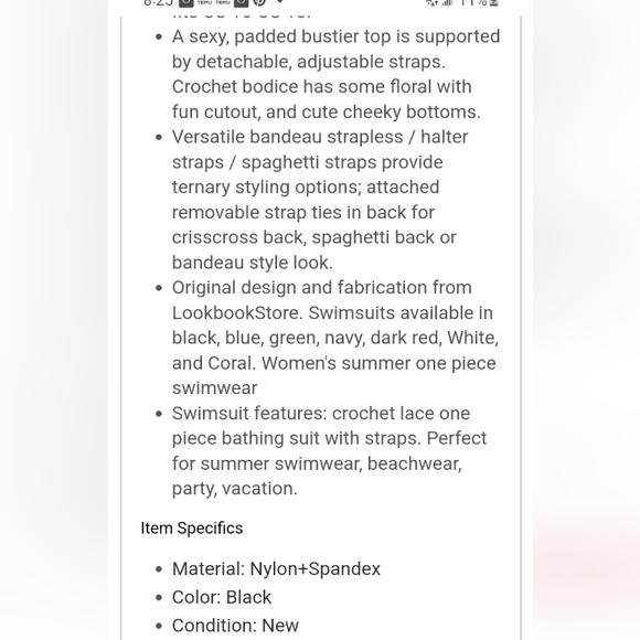 Lookbookstore Black Crochet one piece Swimsuit Size 10. New without tags(item48) - Picture 6 of 6